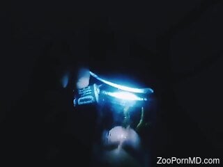Horny dude sticks his dick in a jar packed with fireflies