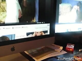 Dirty blonde slut filmed trying sex with a pig