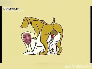 Kinky cartoon describing the bestiality action