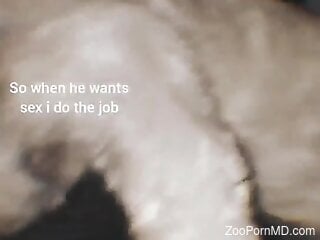 Hairy ass of a zoophile gets fucked by the doggie